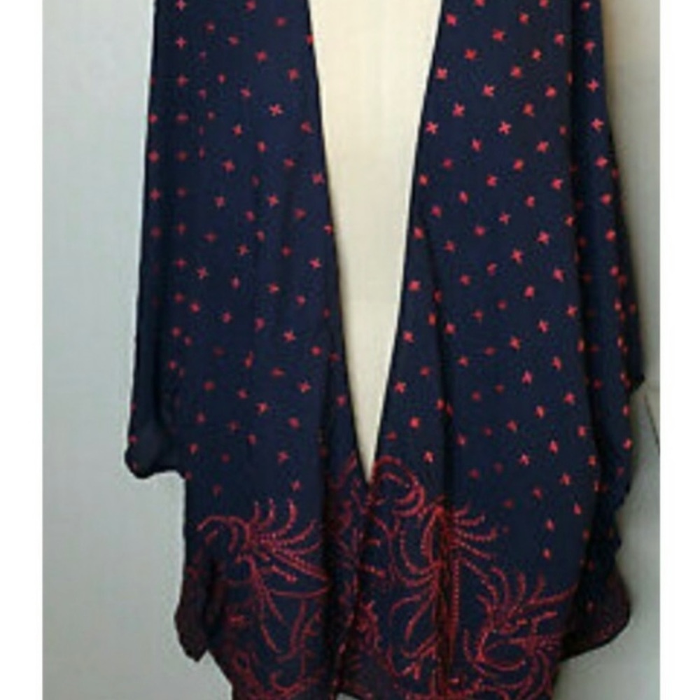 Red Embroidered Navy Kimono.  Catherine’s size 2X-3X